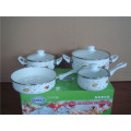 4pcs émail pot combiné deux pot de détresse et deux casserole de sauce